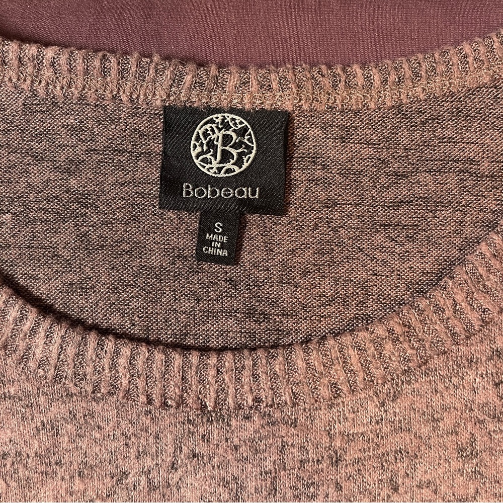 Bobeau Mauve Heathered Long Sleeve Hi Lo Knit Shirt Top - Size Small - Picture 5 of 10